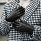 Francesca (black) - Italian lambskin leather gloves with white rabbit fur lining