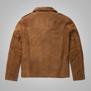New Men’s Brown Shearling Sheepskin Leather Bomber Flying Jacket