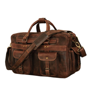 Classy Leather Bags Pilot Business Briefcase with multiple compartments and sturdy leather handles on a plain background.