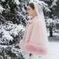 Ivory Cream Bridal Cape with Faux Fur Trim (Amanda Ivy06)