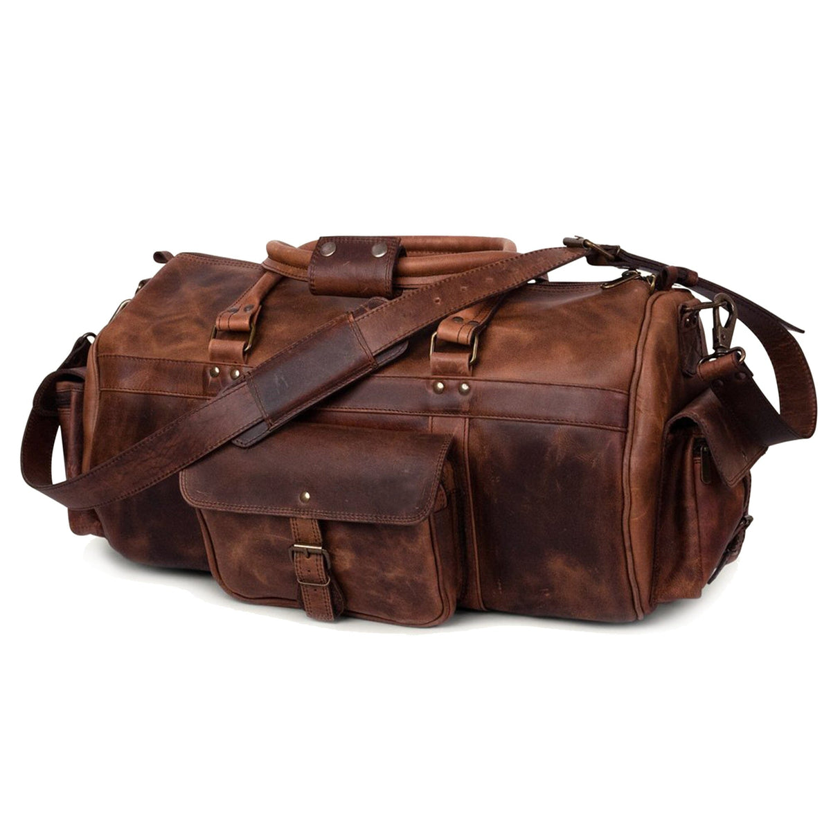 The Tony Rosato Classy Leather Bags duffel bag in premium leather with spacious zippered compartments
