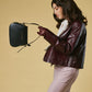 Ottavia (black) - Italian calf leather women's crossbody bag (with shoulder strap)