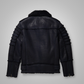 New Men’s Black RAF Flying Shearling Sheepskin Moto Leather Jacket