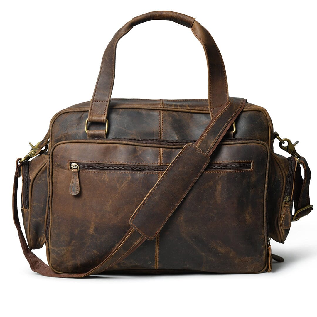 Floyd handmade buffalo leather office briefcase by Classy Leather Bags, featuring a classic design with sturdy handles and secure closure.