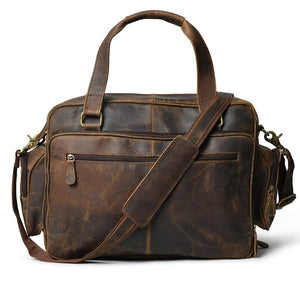 Floyd handmade buffalo leather office briefcase by Classy Leather Bags, featuring a classic design with sturdy handles and secure closure.