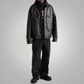 New Men’s Army Black Suede Shearling Leather Trucker Jacket