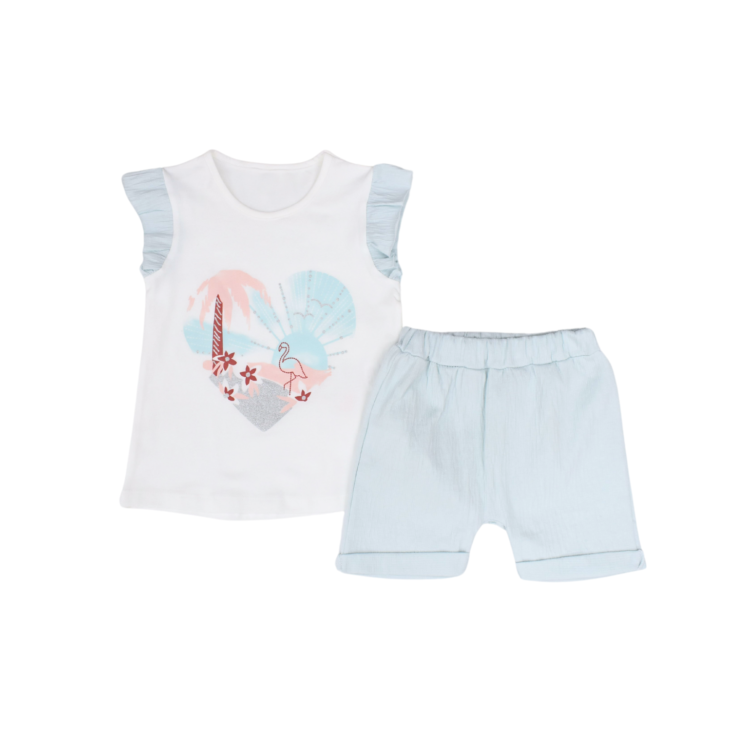 Tropical Heart Girls Casual Set-1
