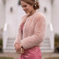 Blush Faux Fur Bridal Jacket with pockets (Anna Blu07)