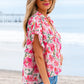 Zoya Floral Ruffled Short Sleeve Blouse - Farnelli