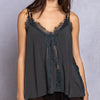POL Lace Detail V-Neck Cami - Dark Gray