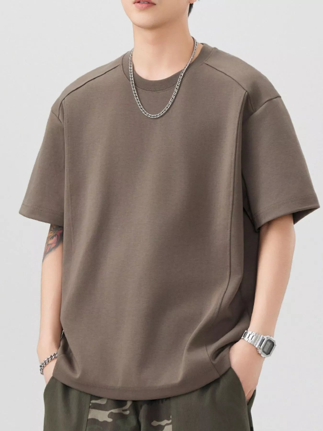 Men's Plus Size Round Neck Short Sleeve T-Shirt - Farnelli