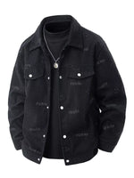 Men's Plus Size Smiley Face Print Snap Down Casual Jacket - Farnelli