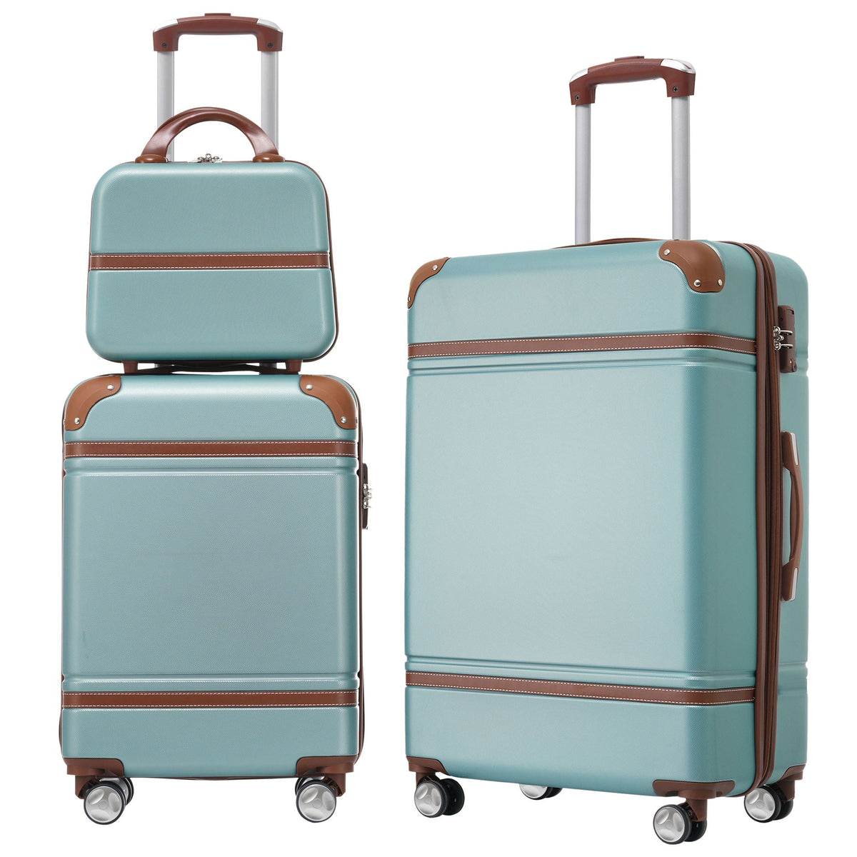 HouseOfZazla white 3-piece hardshell luggage set with TSA locks
