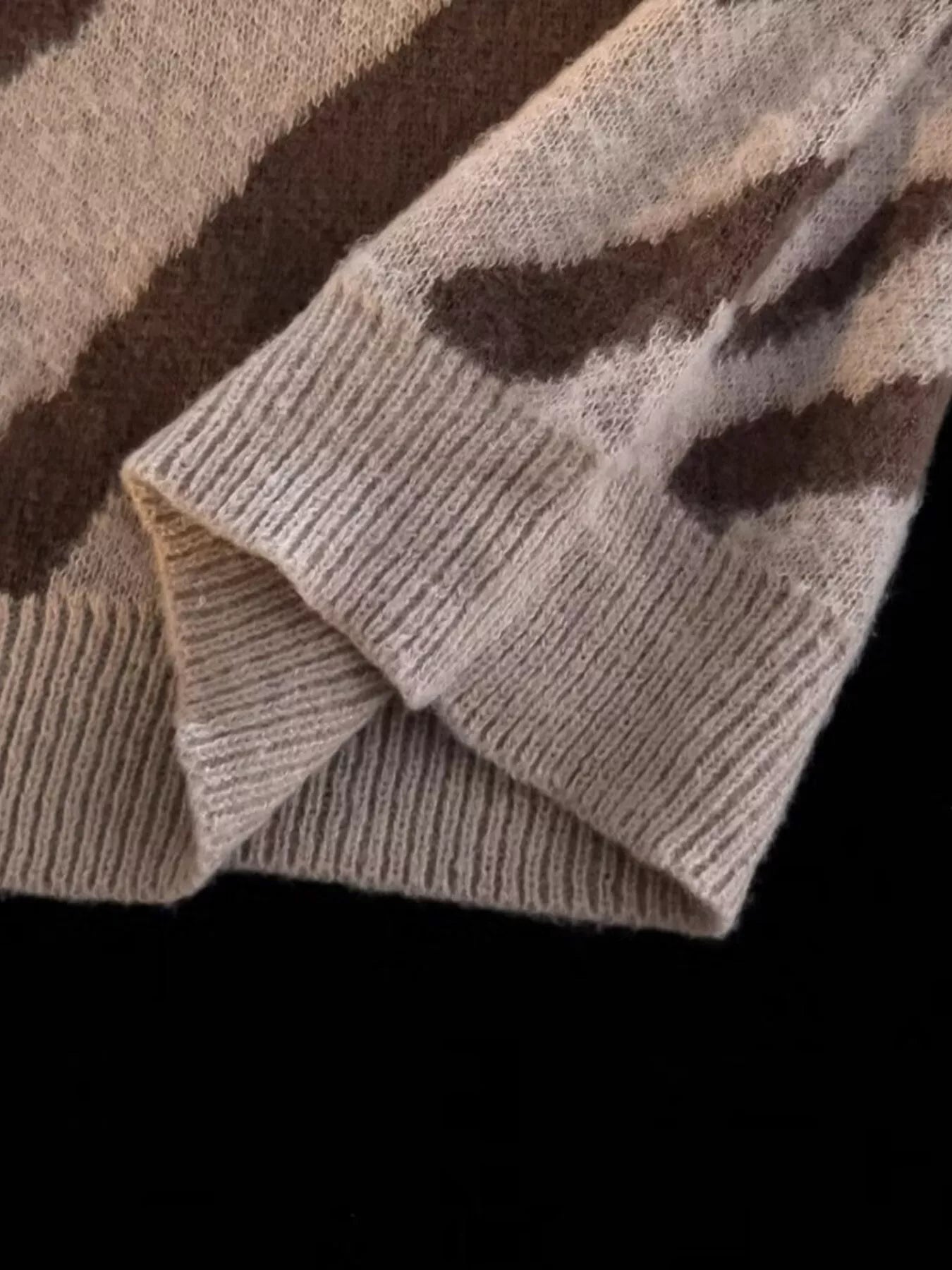 Men's Striped Fuzzy Knit Pullover Sweater - Farnelli