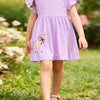 Children's Unicorn Star Print Ruffled Sleeve Dress - Lavender