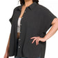 Zenana Full Size Woven Airflow Button Down Shirt Plus Size - Farnelli