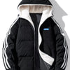 Men's Plus Size Hooded Zip Up Padded Jacket - Black