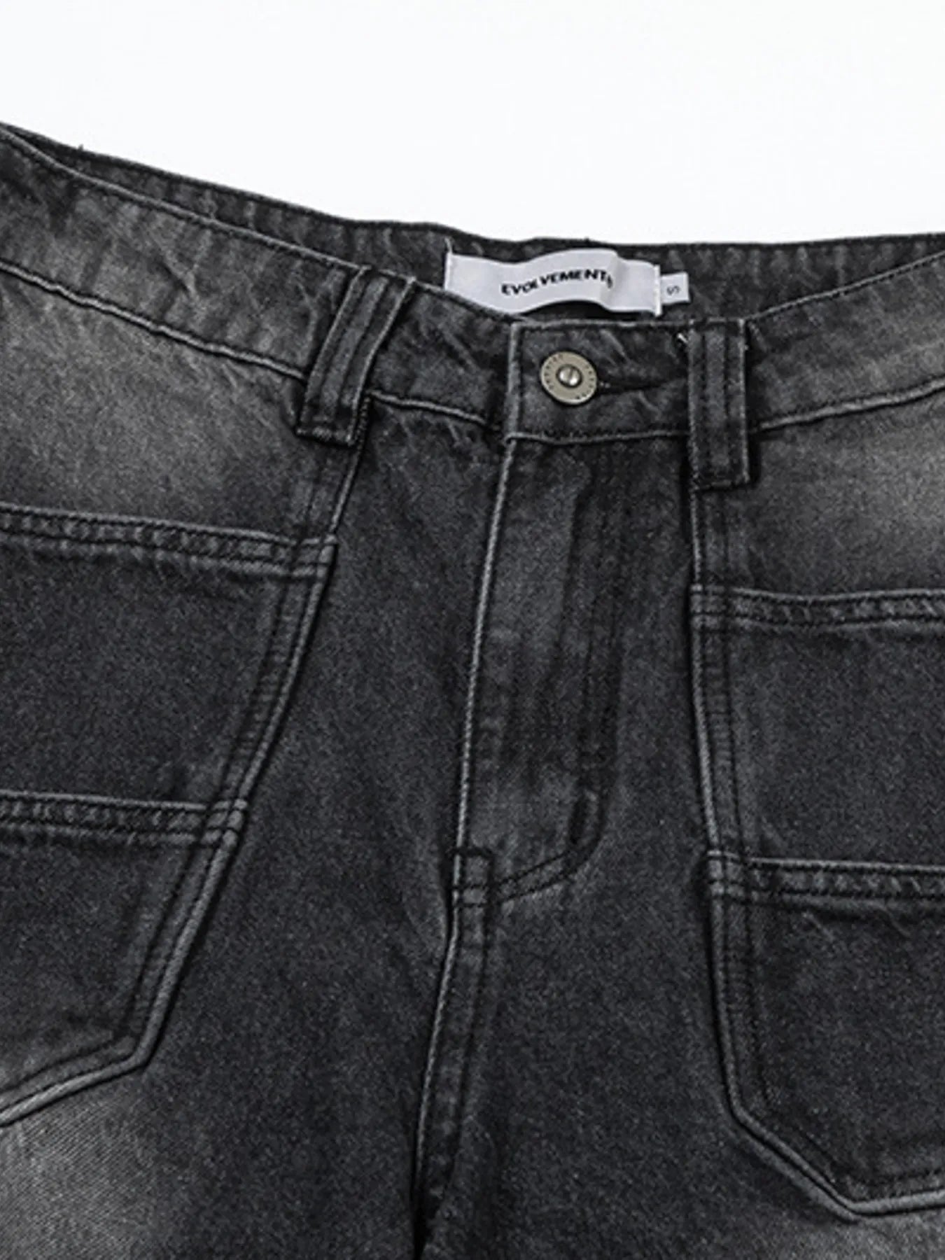 Men's Wide Leg Cargo Pocket Vintage Washed Jeans - Farnelli