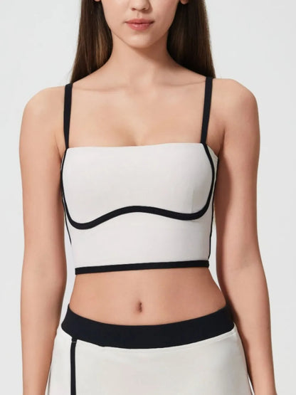 Millennia Contrast Trim Square Neck Active Cami with Detachable Chest Pads - Farnelli