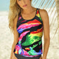 Printed Wide Strap Tankini Set - Farnelli