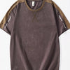 Men's Plus Size Round Neck Short Sleeve T-Shirt - Coffee Color