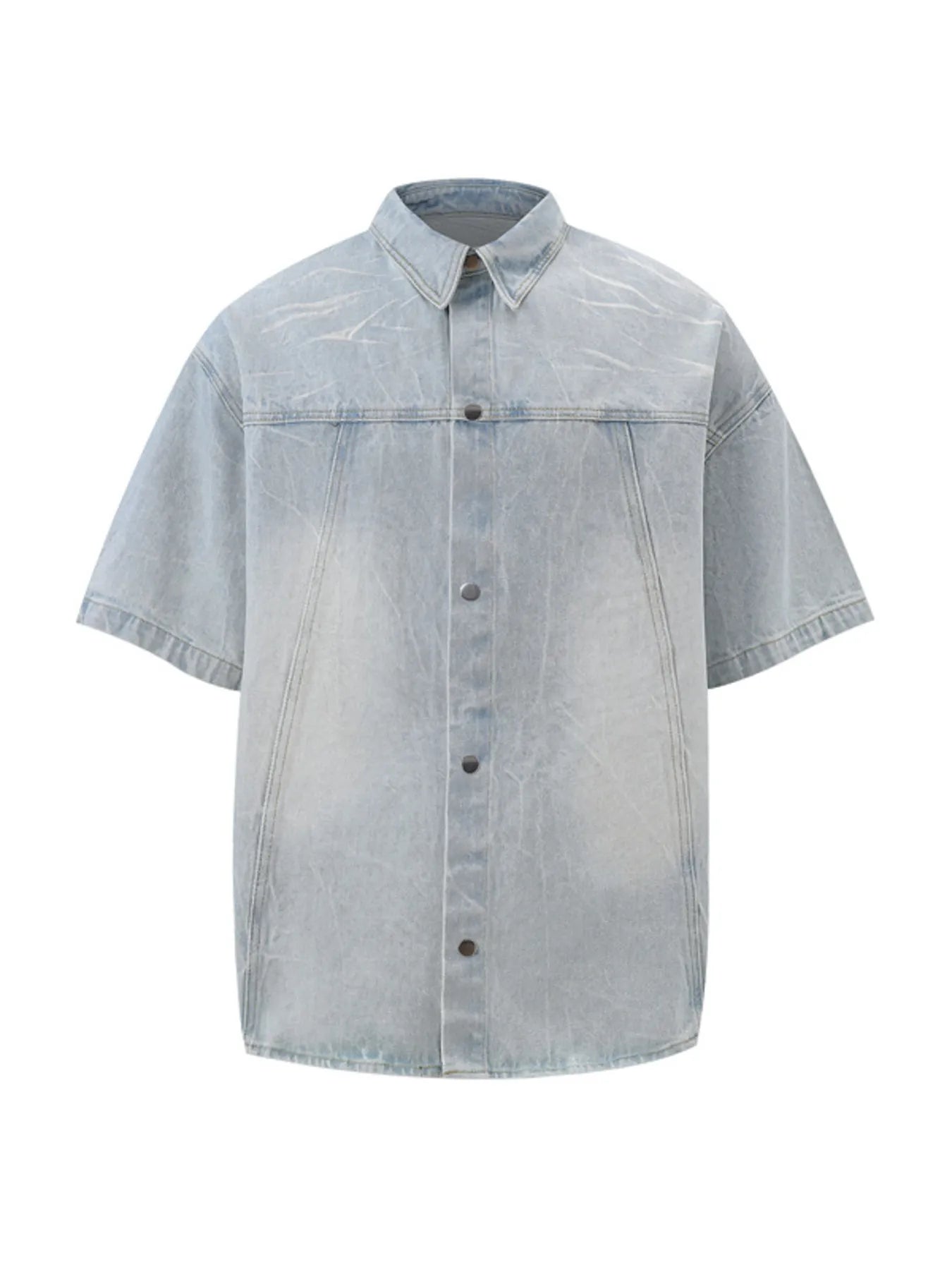Men's Plus Size Button Up Short Sleeve Denim Shirt - Farnelli