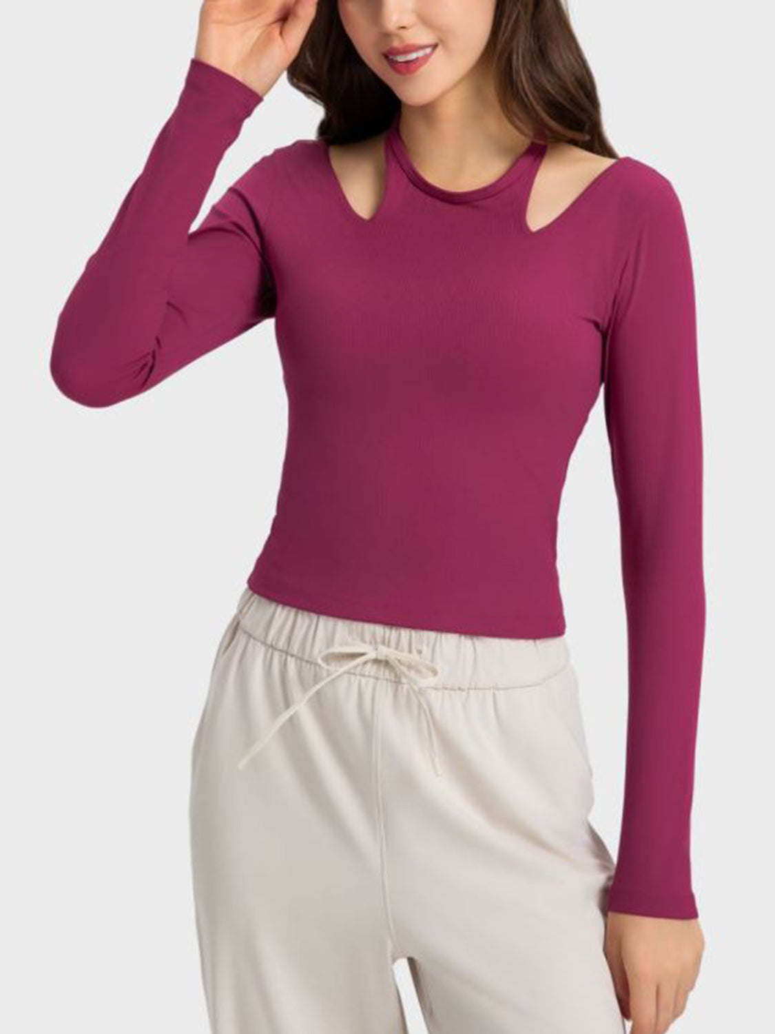 Millennia Halter Neck Long Sleeve Sporty Top - Farnelli