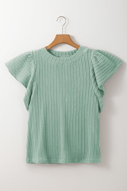 Brynn Textured Flutter Sleeve Top - Farnelli