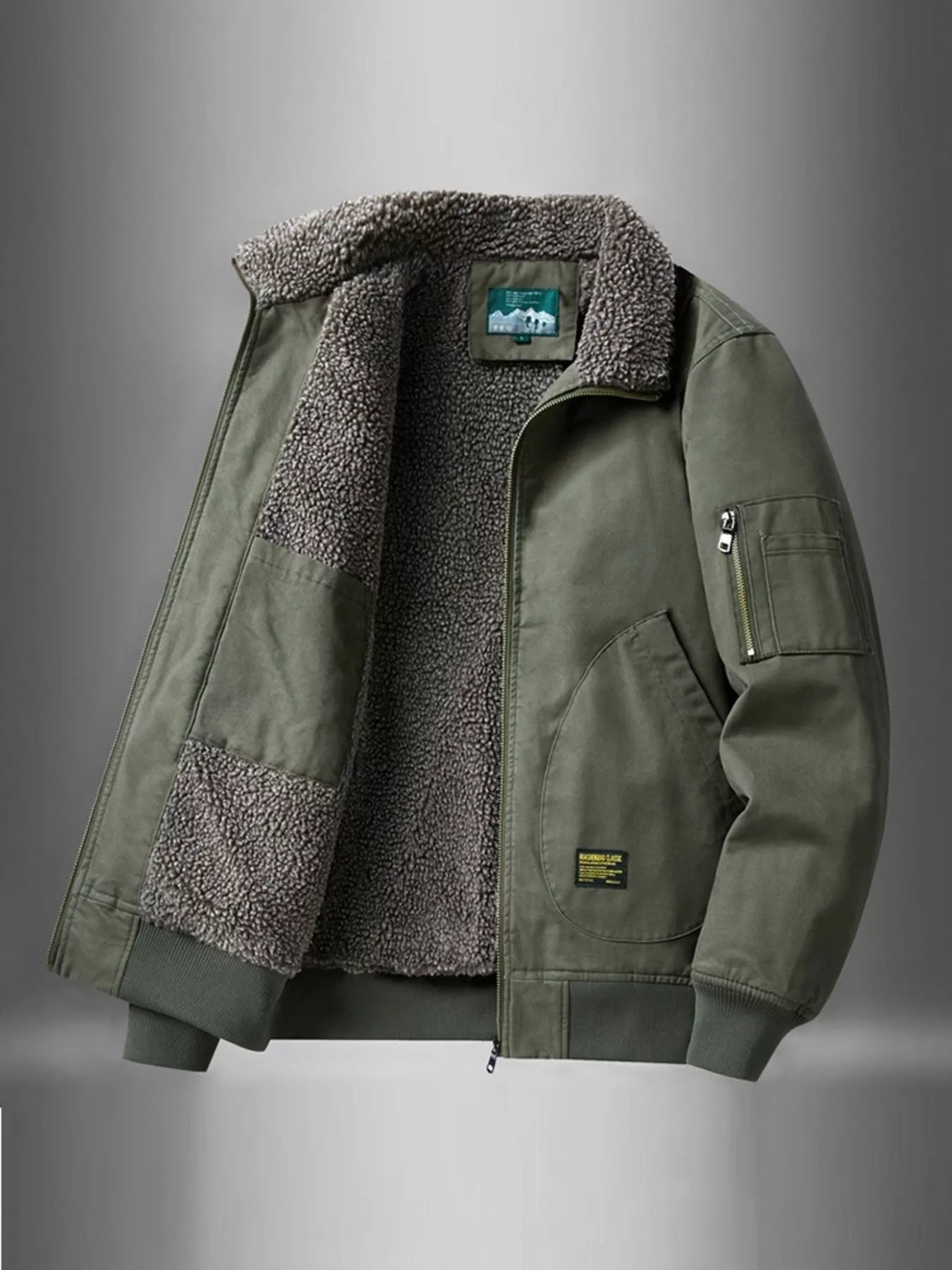 Men's Plus Size Zip Up Fur Collar Jacket - Farnelli