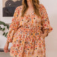 ODDI Full Size Printed Ruff Sleeve Romper with Pockets - Farnelli
