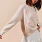 SO ME Embroidered Ribbon Round Neck Sweater - Farnelli