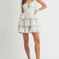 MABLE Floral Print Shoulder Tie Layered Mini Dress - Farnelli