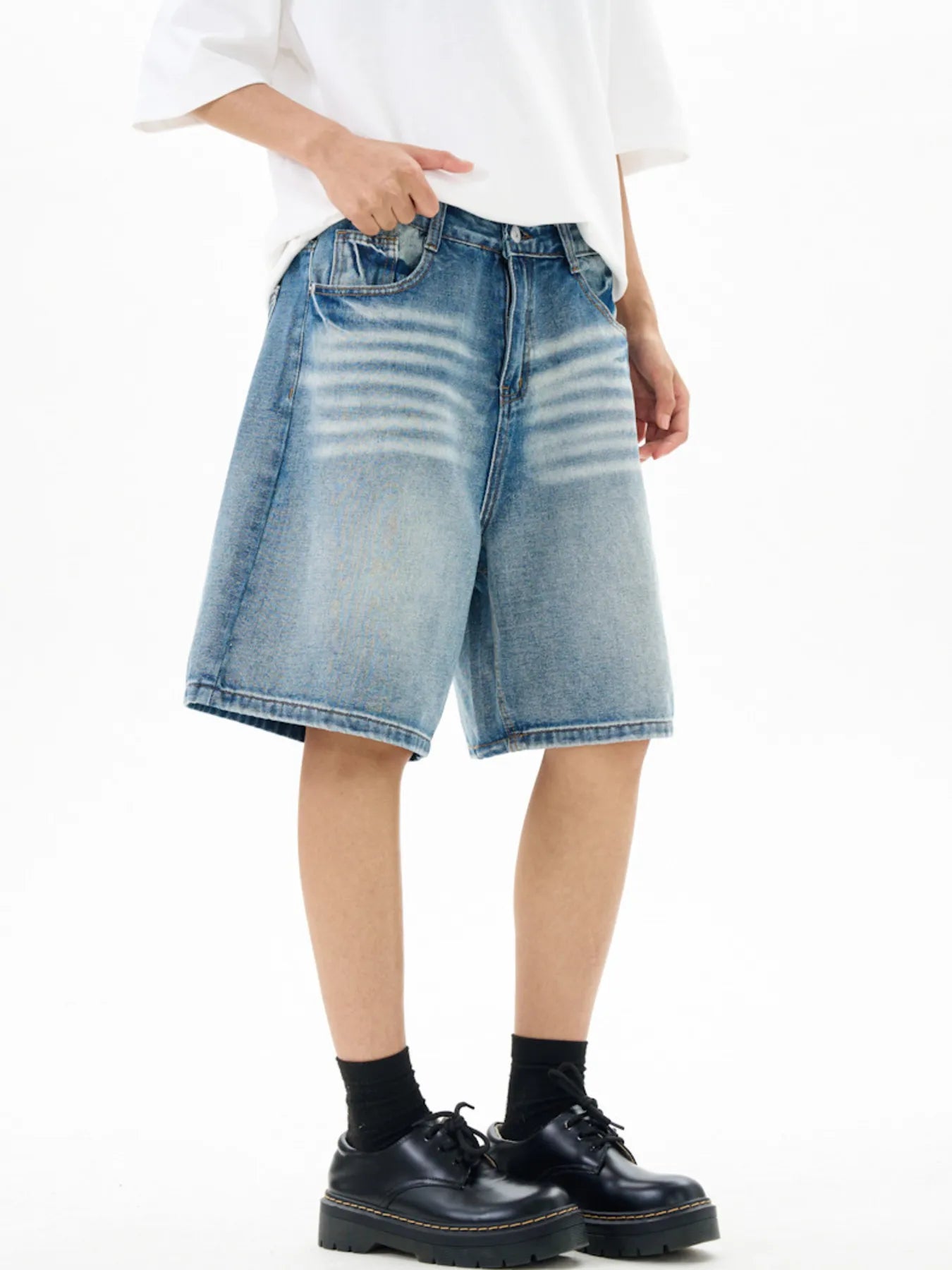 Men's Washed Loose Fit Denim Shorts - Farnelli