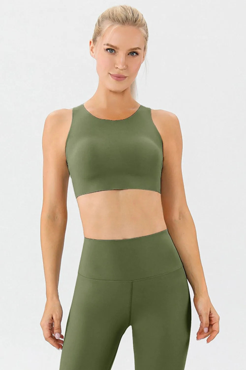 Round Neck Wide Strap Active Bra - Farnelli