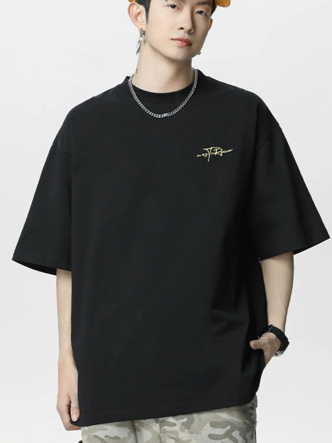 Men's Plus Size Round Neck Letter Graphic T-Shirt - Farnelli