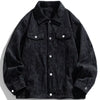 Men's Plus Size Corduroy Button-Down Casual Jacket - Black