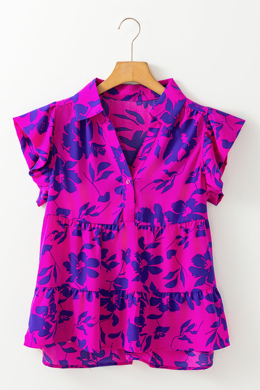 Karla Floral Collared Button Blouse - Farnelli