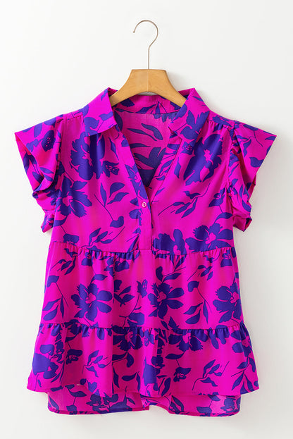 Karla Floral Collared Button Blouse - Farnelli