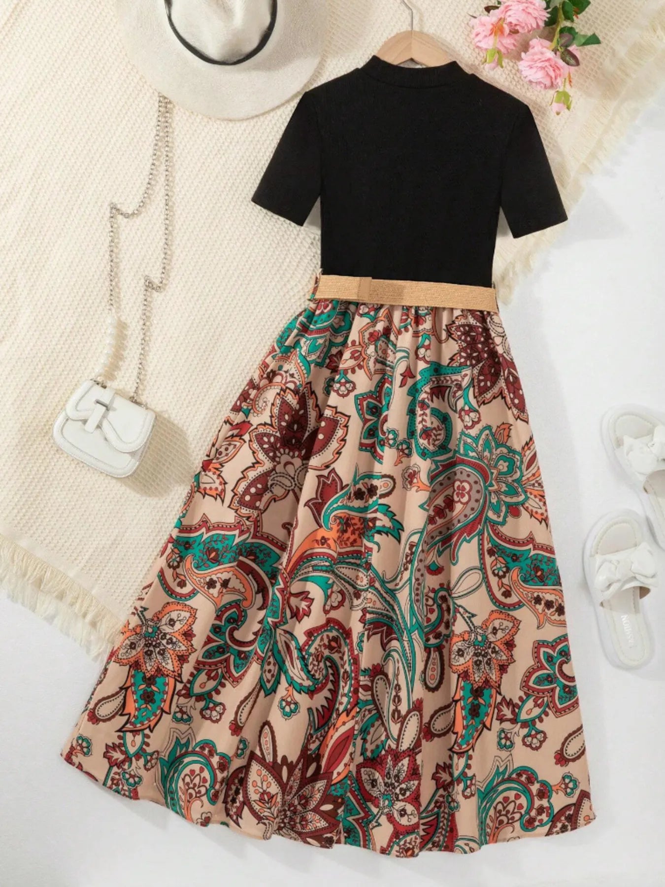 Children's Printed Short Sleeve Dress - Farnelli