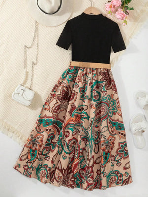 Children's Printed Short Sleeve Dress - Farnelli