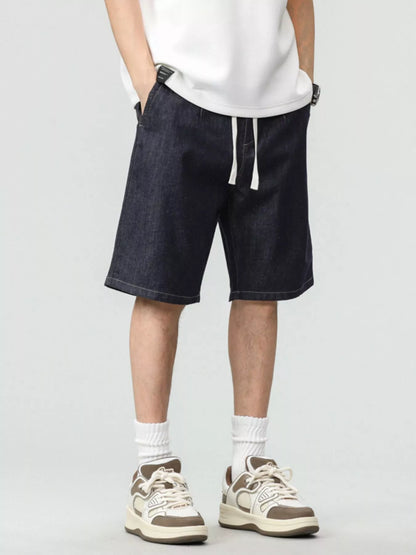 Men's Plus Size Drawstring Denim Shorts - Farnelli