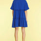 She + Sky Full Size Button Front Frill Tiered Mini Dress Plus Size - Farnelli