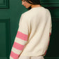 BiBi Colorful Floral Patched Sweater with Striped Sleeve - Farnelli