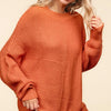 Haptics Full Size Side Slit Texture Asymmetric Sweater - Pumpkin