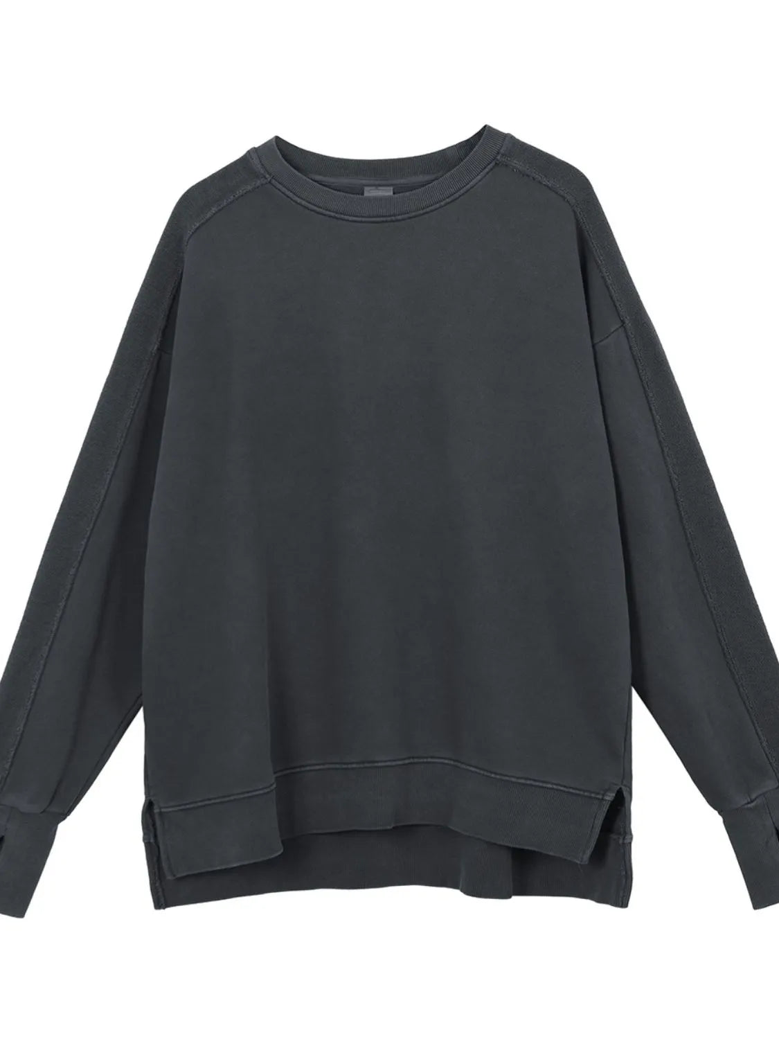 Men's Side Slit Round Neck Long Sleeve Sweatshirt - Farnelli