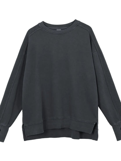 Men's Side Slit Round Neck Long Sleeve Sweatshirt - Farnelli