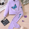 Childrens's Butterfly Print Hoodie & Pants Set - Lavender