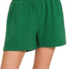 Zenana Cotton Slub Shorts - DK GREEN