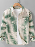 Men's Plus Size Striped Button Up Long Sleeve Shirt - Farnelli
