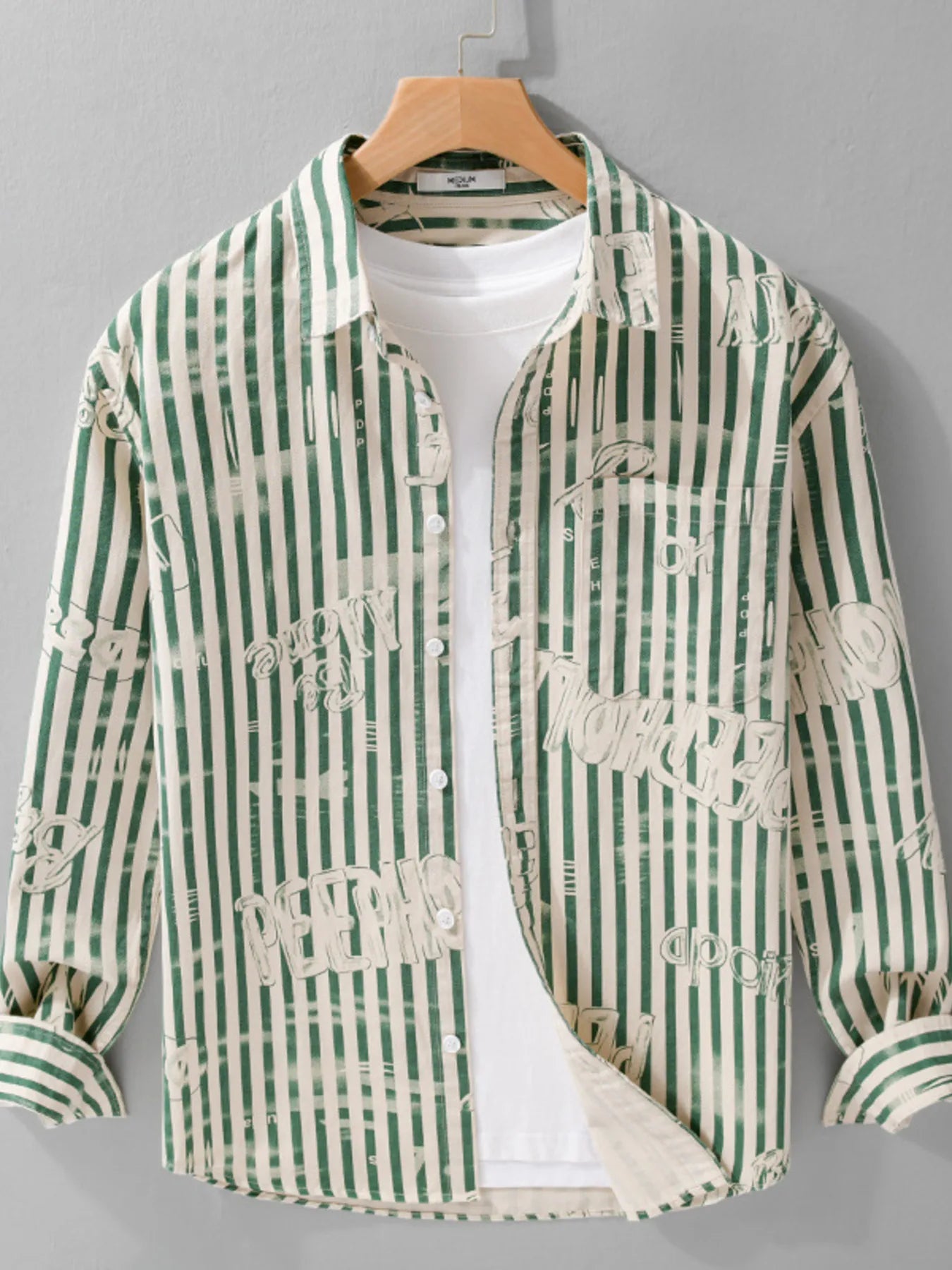 Men's Plus Size Striped Button Up Long Sleeve Shirt - Farnelli